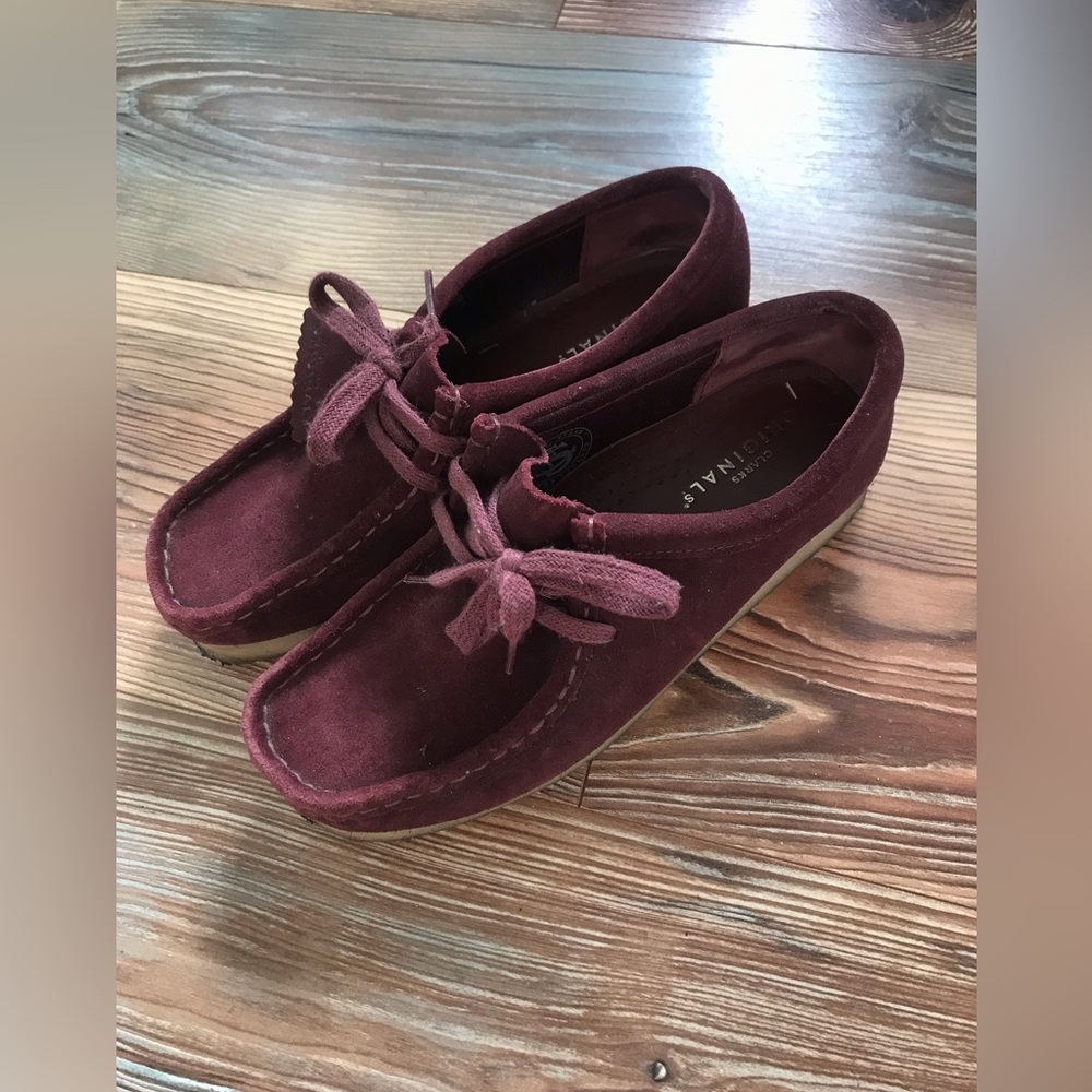 Clarks Original Suede RARE Burgundy Wallabee Shoes 6.5 TTS EUC Vintage Look